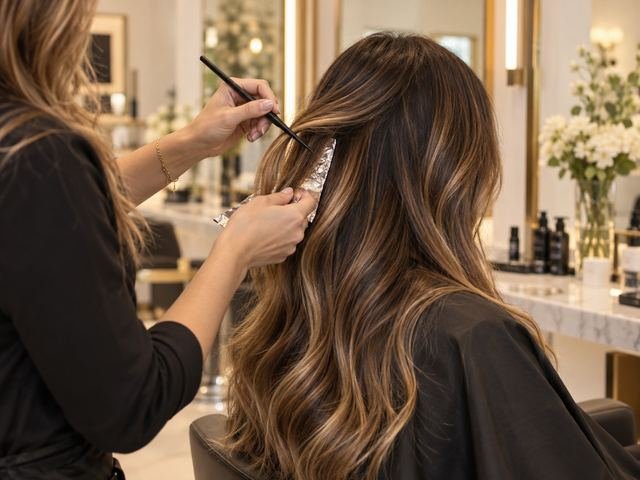 Professional balayage colour application