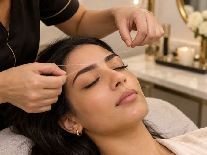 Professional eyebrow shaping treatment