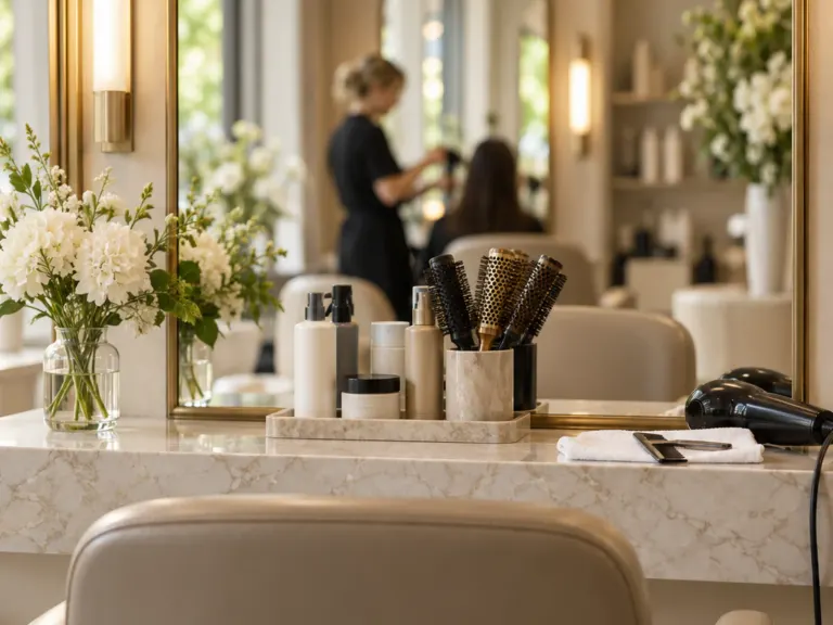 A prepared station inside Naz Hair and Beauty